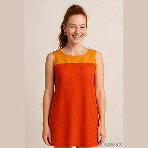 French Connection Orange and Red Dress